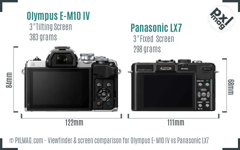 Olympus E-M10 IV vs Panasonic LX7 Screen and Viewfinder comparison