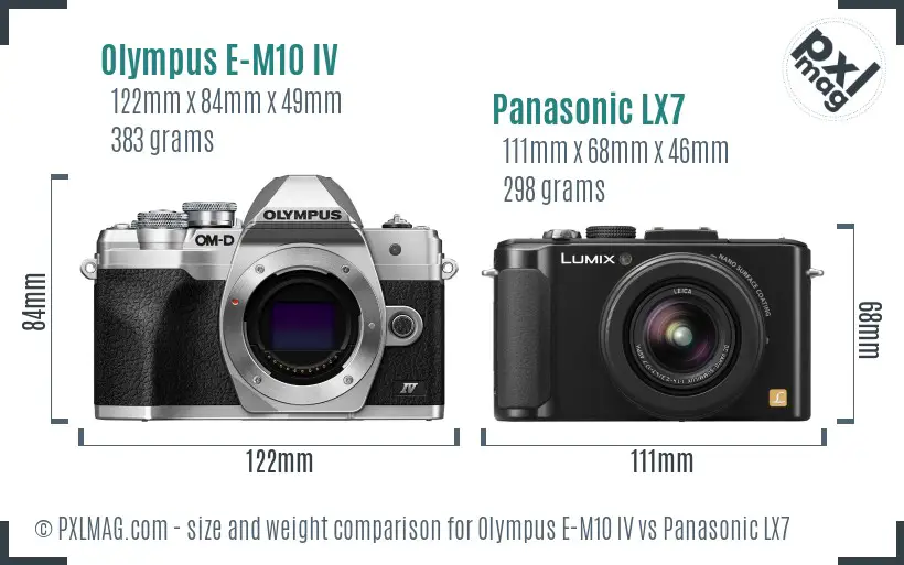 Olympus E-M10 IV vs Panasonic LX7 size comparison