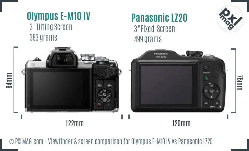Olympus E-M10 IV vs Panasonic LZ20 Screen and Viewfinder comparison