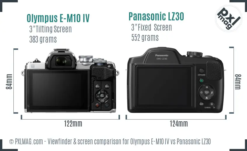 Olympus E-M10 IV vs Panasonic LZ30 Screen and Viewfinder comparison Olympus E-M10 IV vs Panasonic LZ30 Screen and Viewfinder comparison