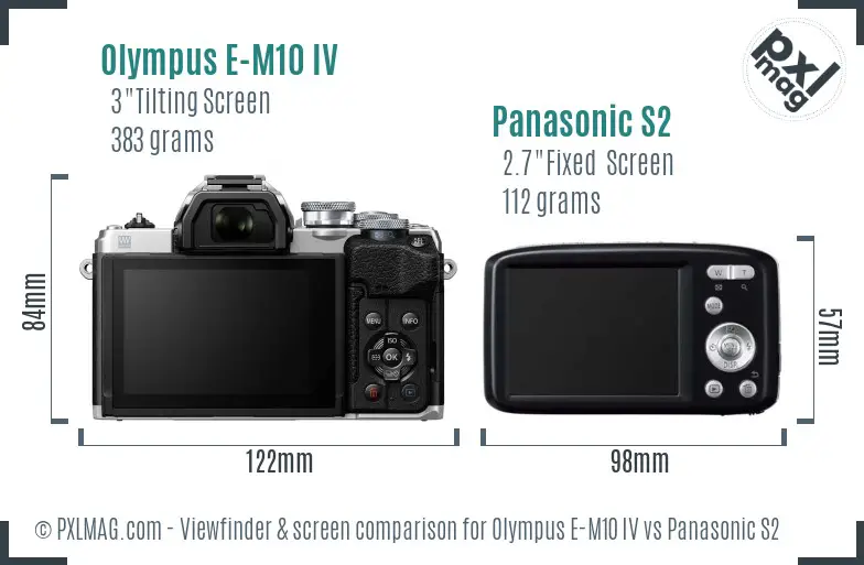 Olympus E-M10 IV vs Panasonic S2 Screen and Viewfinder comparison