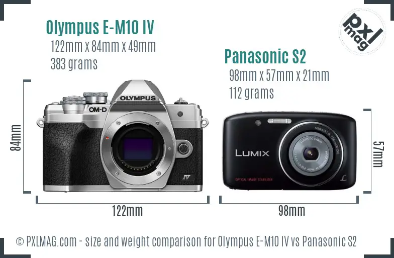 Olympus E-M10 IV vs Panasonic S2 size comparison