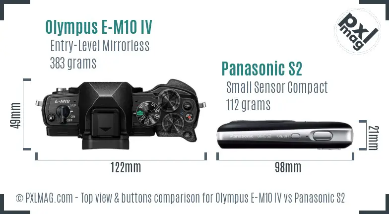 Olympus E-M10 IV vs Panasonic S2 top view buttons comparison