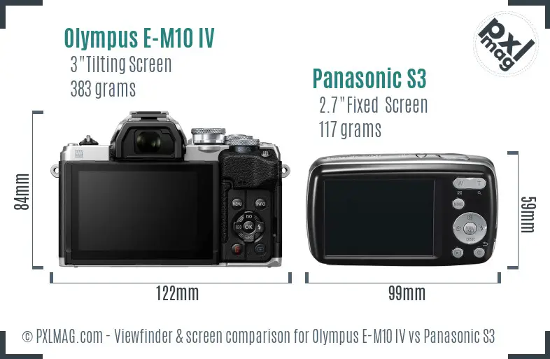 Olympus E-M10 IV vs Panasonic S3 Screen and Viewfinder comparison