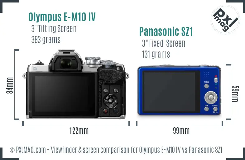 Olympus E-M10 IV vs Panasonic SZ1 Screen and Viewfinder comparison