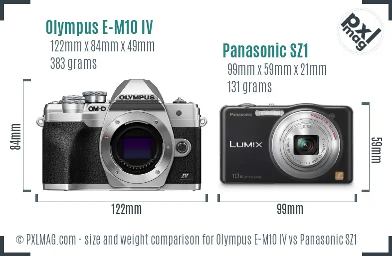 Olympus E-M10 IV vs Panasonic SZ1 size comparison