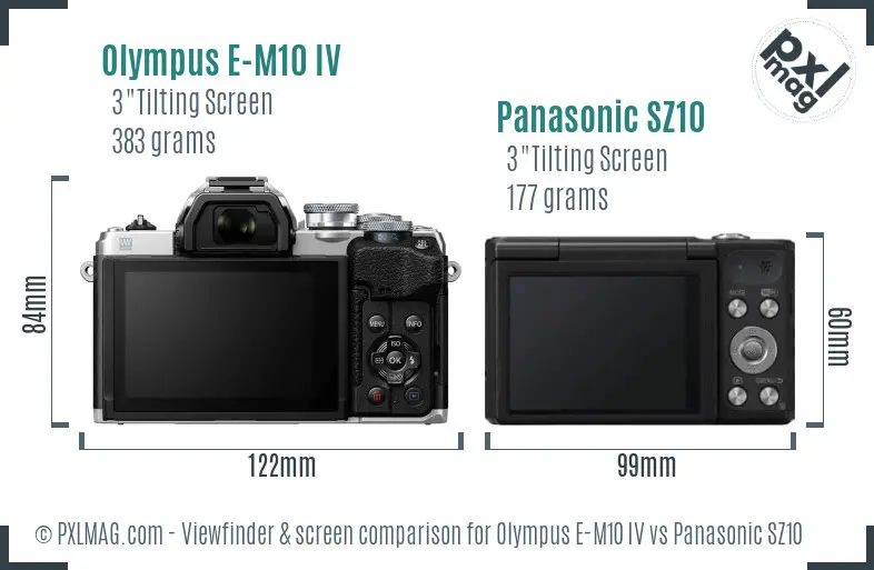 Olympus E-M10 IV vs Panasonic SZ10 Screen and Viewfinder comparison