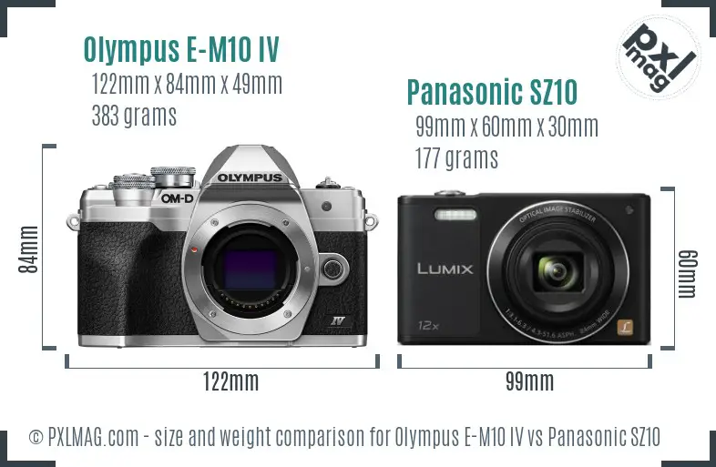 Olympus E-M10 IV vs Panasonic SZ10 size comparison