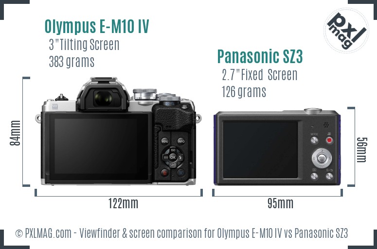 Olympus E-M10 IV vs Panasonic SZ3 Screen and Viewfinder comparison