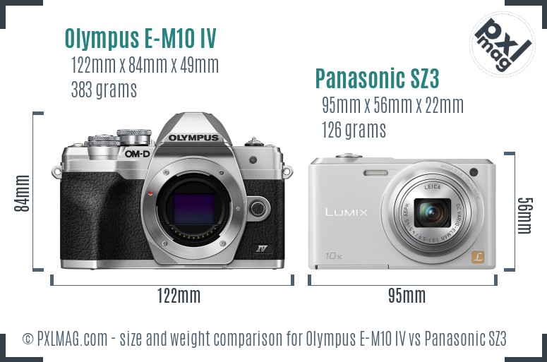 Olympus E-M10 IV vs Panasonic SZ3 size comparison