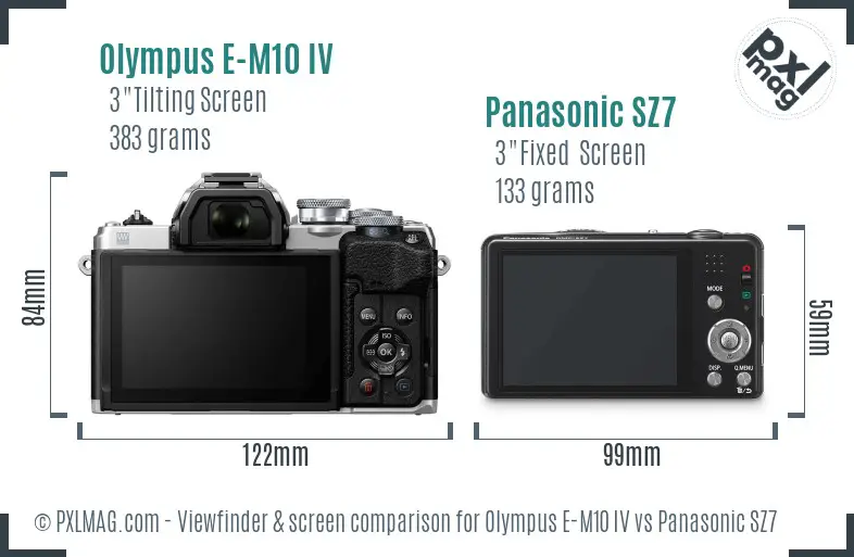 Olympus E-M10 IV vs Panasonic SZ7 Screen and Viewfinder comparison