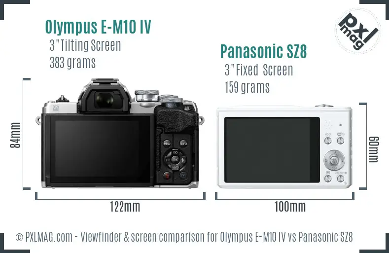 Olympus E-M10 IV vs Panasonic SZ8 Screen and Viewfinder comparison