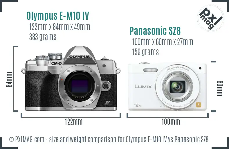 Olympus E-M10 IV vs Panasonic SZ8 size comparison