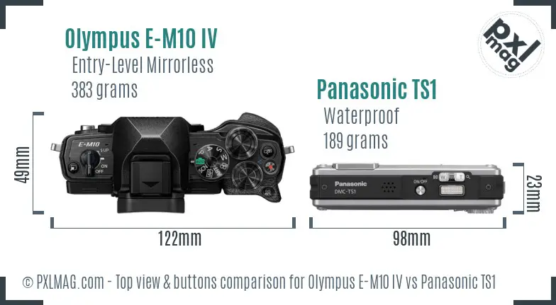 Olympus E-M10 IV vs Panasonic TS1 top view buttons comparison