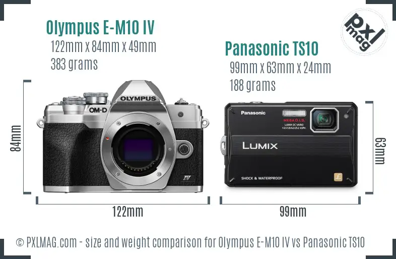 Size comparison of Olympus E-M10 IV and Panasonic TS10