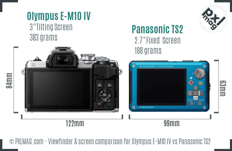 Olympus E-M10 IV vs Panasonic TS2 Screen and Viewfinder comparison