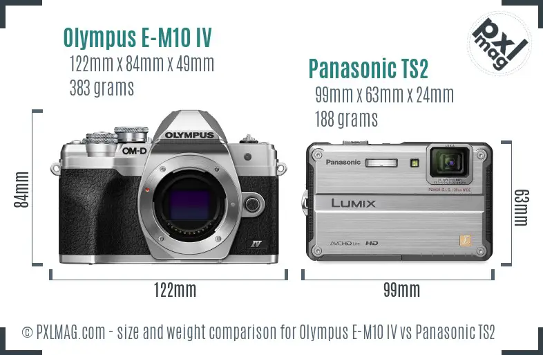 Olympus E-M10 IV vs Panasonic TS2 size comparison