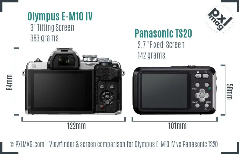 Olympus E-M10 IV vs Panasonic TS20 Screen and Viewfinder comparison