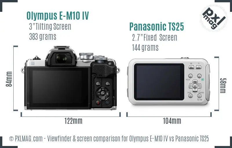 Olympus E-M10 IV vs Panasonic TS25 Screen and Viewfinder comparison