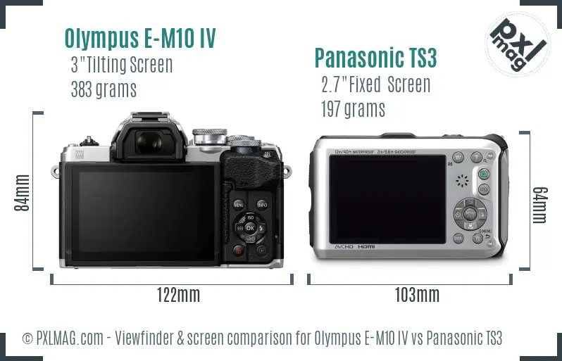 Olympus E-M10 IV vs Panasonic TS3 Screen and Viewfinder comparison