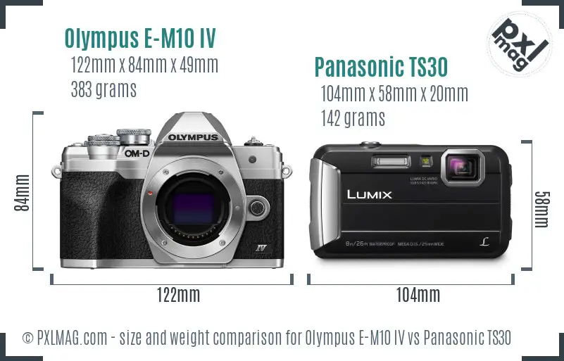 Olympus E-M10 IV vs Panasonic TS30 size comparison