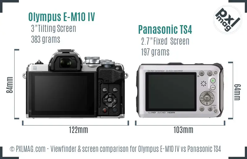 Olympus E-M10 IV vs Panasonic TS4 Screen and Viewfinder comparison