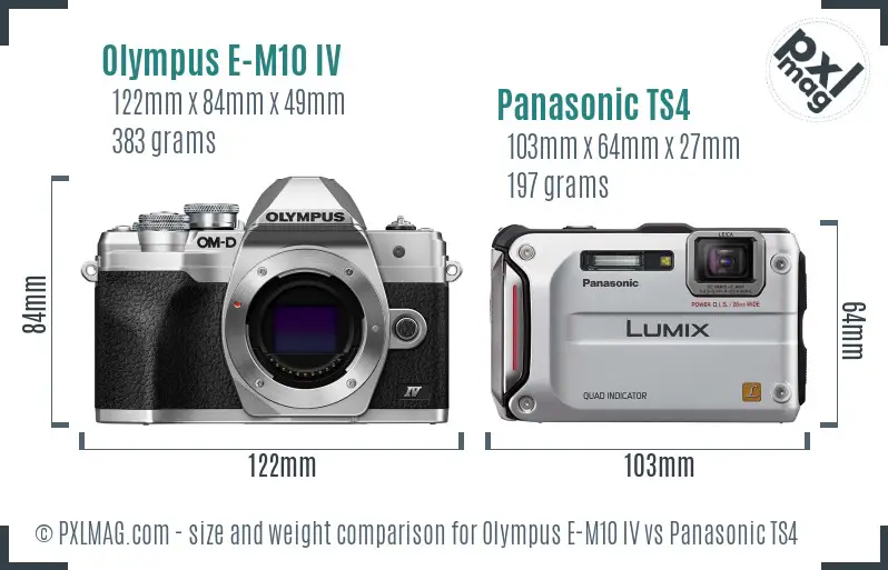Olympus E-M10 IV vs Panasonic TS4 size comparison