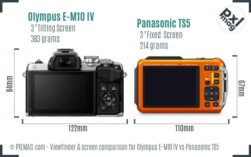 Olympus E-M10 IV vs Panasonic TS5 Screen and Viewfinder comparison