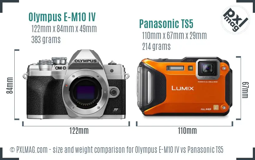 Olympus E-M10 IV vs Panasonic TS5 size comparison