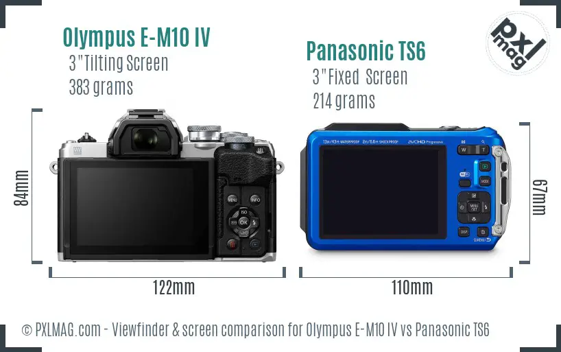 Olympus E-M10 IV vs Panasonic TS6 Screen and Viewfinder comparison