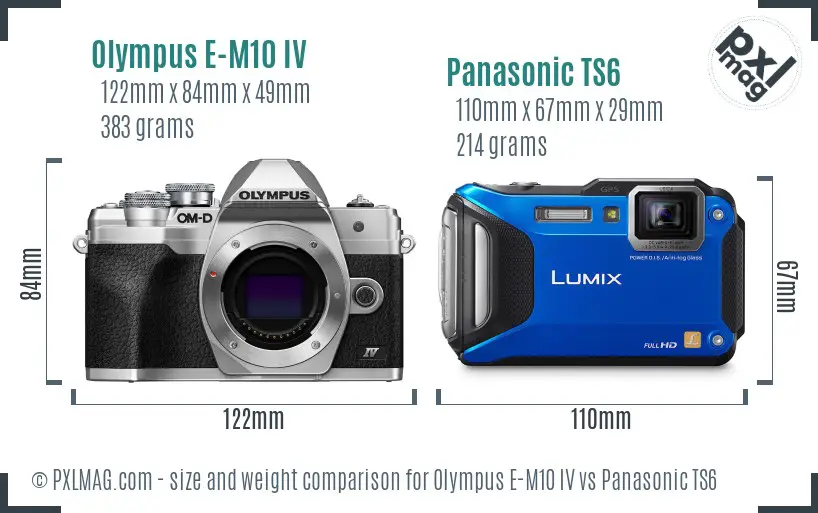 Olympus E-M10 IV vs Panasonic TS6 size comparison
