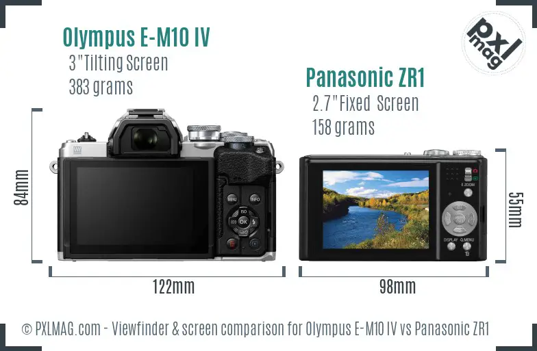 Olympus E-M10 IV vs Panasonic ZR1 Screen and Viewfinder comparison