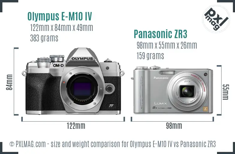 Olympus E-M10 IV vs Panasonic ZR3 size comparison