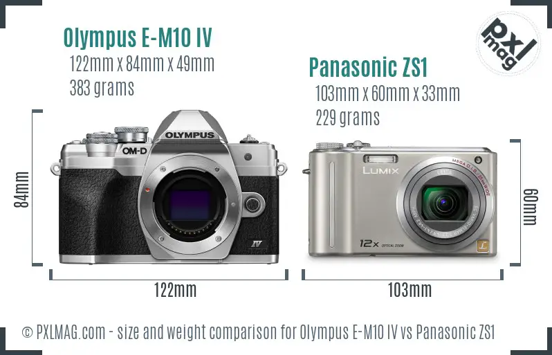 Olympus E-M10 IV vs Panasonic ZS1 size comparison