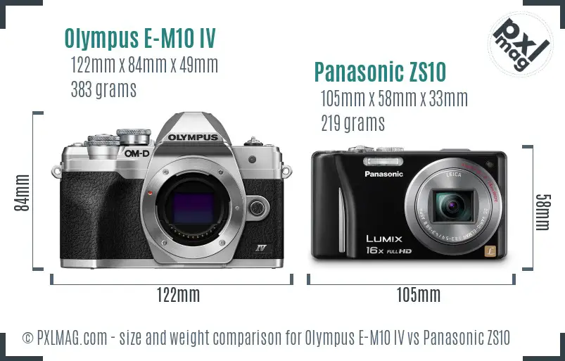 Olympus E-M10 IV vs Panasonic ZS10 size comparison