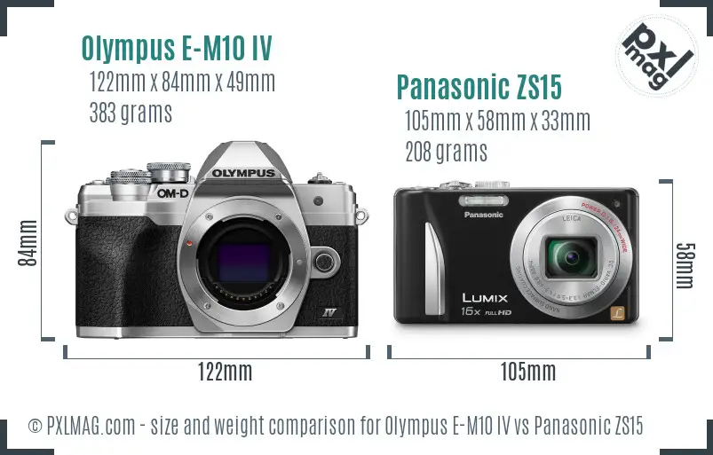 Olympus E-M10 IV vs Panasonic ZS15 size comparison