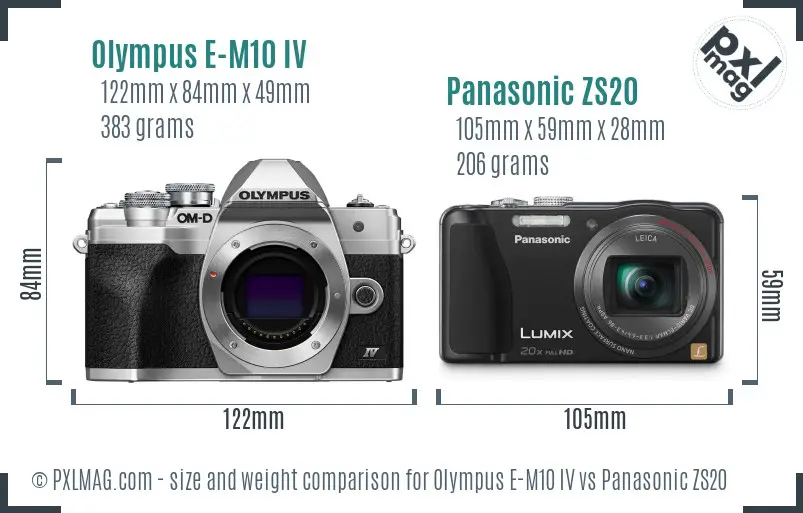 Olympus E-M10 IV vs Panasonic ZS20 size comparison