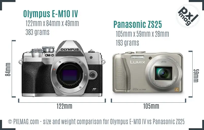 Olympus E-M10 IV vs Panasonic ZS25 size comparison