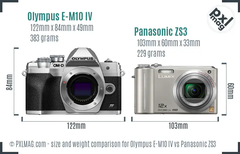 Olympus E-M10 IV vs Panasonic ZS3 size comparison