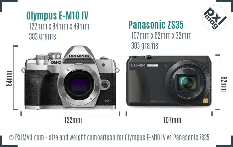 Olympus E-M10 IV vs Panasonic ZS35 size comparison
