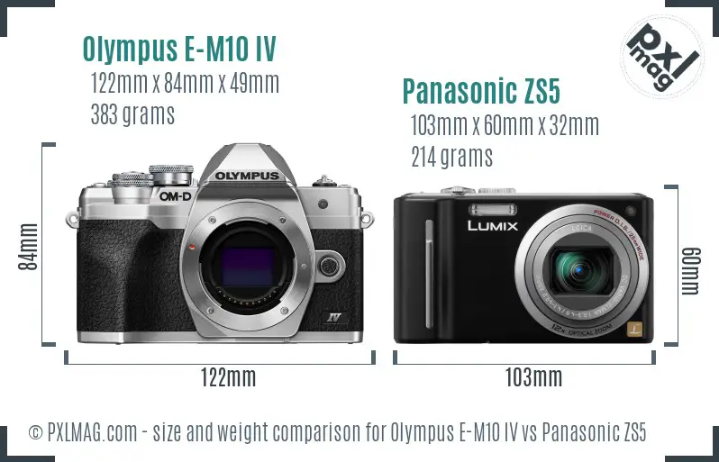 Olympus E-M10 IV vs Panasonic ZS5 size comparison
