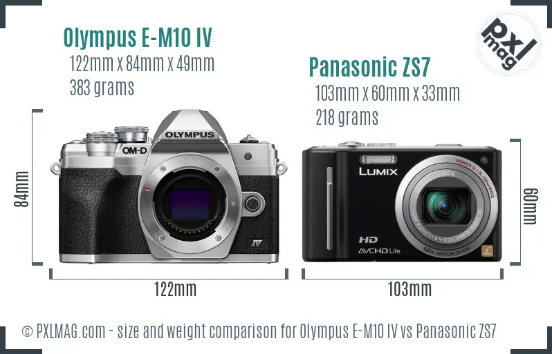 Olympus E-M10 IV vs Panasonic ZS7 size comparison