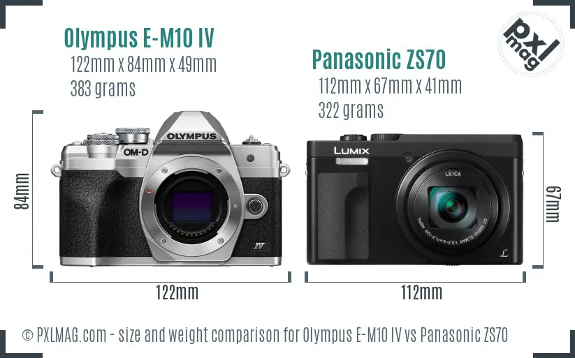 Olympus E-M10 IV vs Panasonic ZS70 size comparison