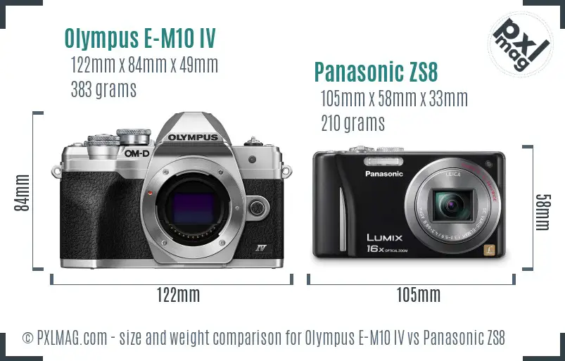 Olympus E-M10 IV vs Panasonic ZS8 size comparison
