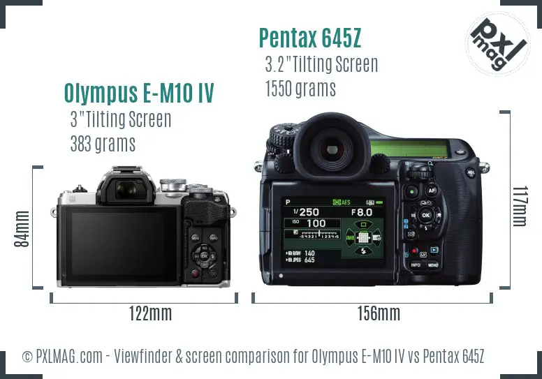Olympus E-M10 IV vs Pentax 645Z Screen and Viewfinder comparison