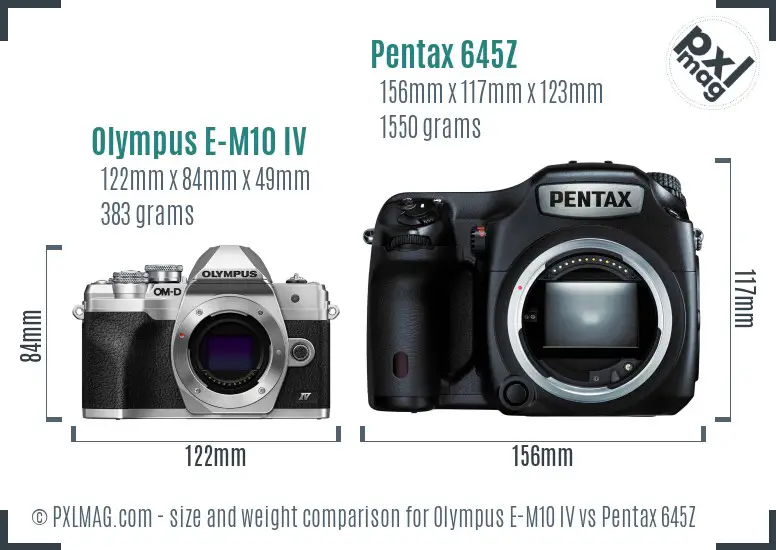 Olympus E-M10 IV vs Pentax 645Z size comparison