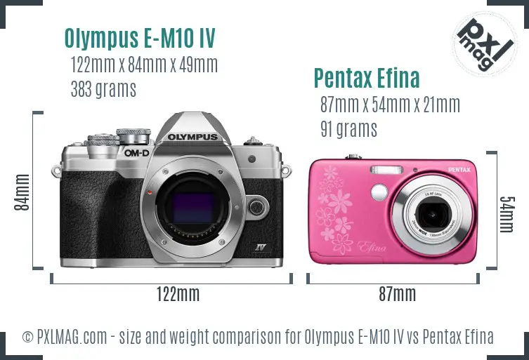 Olympus E-M10 IV vs Pentax Efina size comparison