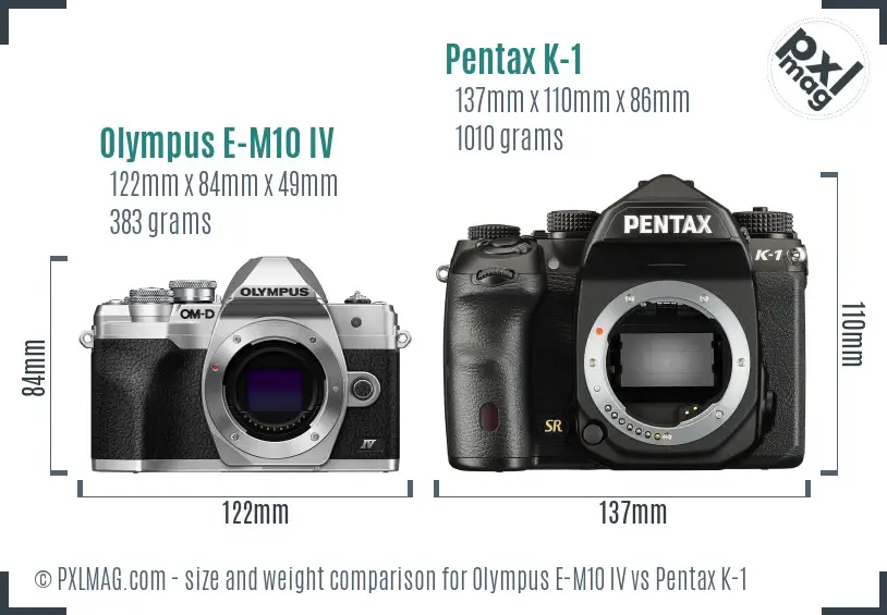Olympus E-M10 IV vs Pentax K-1 size comparison