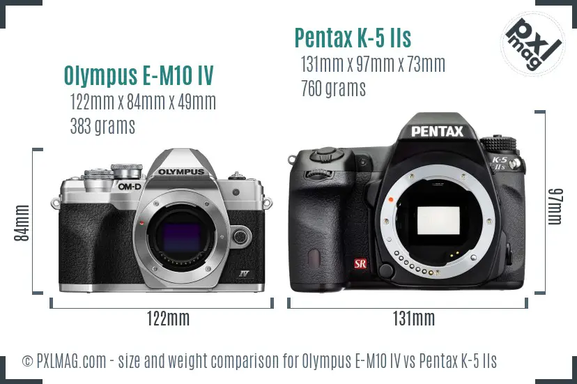 Olympus E-M10 IV vs Pentax K-5 IIs size comparison