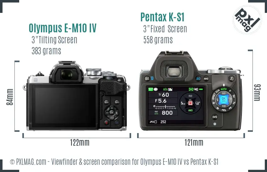 Olympus E-M10 IV vs Pentax K-S1 Screen and Viewfinder comparison